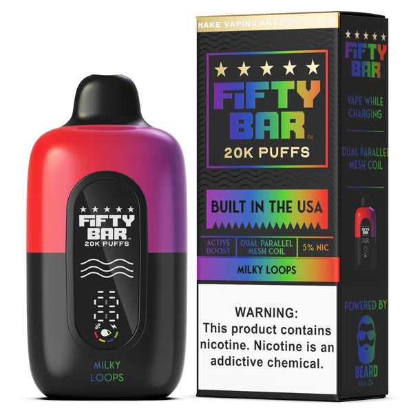 Fifty Bar V2 Black 20000 Puffs Disposable Vape 5CT/Display