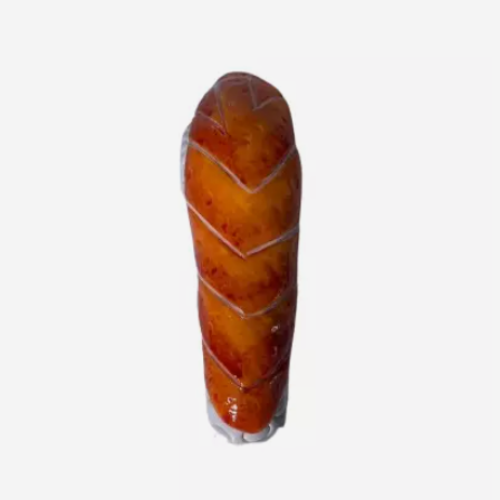 Alternate angled view of the 5-inch Gliizy Ceramic Sushi Hand Pipe. Designed to visually replicate a traditional Japanese sushi piece, this novelty pipe features a flat ergonomic base to rest securely on tabletops without tipping.