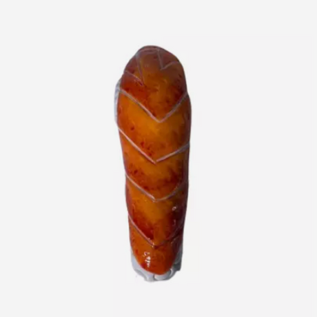 Alternate angled view of the 5-inch Gliizy Ceramic Sushi Hand Pipe. Designed to visually replicate a traditional Japanese sushi piece, this novelty pipe features a flat ergonomic base to rest securely on tabletops without tipping.