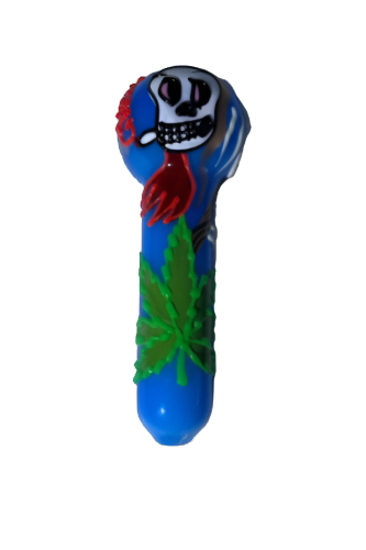 Front angled view of the 5-inch Glizzy Artistic Multi-Color Tube Pipe. This novelty hand pipe utilizes a high-density fired clay construction that serves as a rigid, heat-resistant barrier to actively dissipate thermal exhaust.