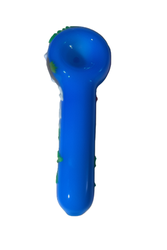 Alternate angled view of the 5-inch Glizzy Artistic Multi-Color Tube Pipe displaying the integrated deep-dish ceramic basin. This opaque novelty pipe completely hides internal botanical residue from exterior view while providing flat-backed tabletop stability between active inhalations.