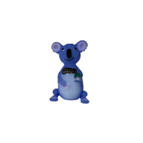 Front angled view of the 4-inch Glizzy Ceramic Koala Pipe in blue and white tones. This novelty animal-themed hand pipe utilizes a high-density fired clay construction that serves as a rigid, heat-resistant barrier to actively dissipate thermal exhaust.