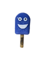 Front angled view of the 4.5-inch Glizzy Ceramic Taste Bud Ice Cream Pipe in a pastel blue glaze. Shaped exactly like a soft-serve ice cream cone, this novelty hand pipe features a high-density ceramic frame that structurally endures elevated combustion temperatures without warping.
