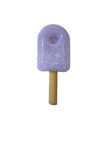 Top down view of the 4.5-inch Glizzy Ceramic Taste Bud Ice Cream Pipe highlighting the integrated heating basin. Shaped exactly like a soft-serve ice cream cone, this novelty hand pipe allows for continuous botanical combustion without the need for additional glass bowl inserts.