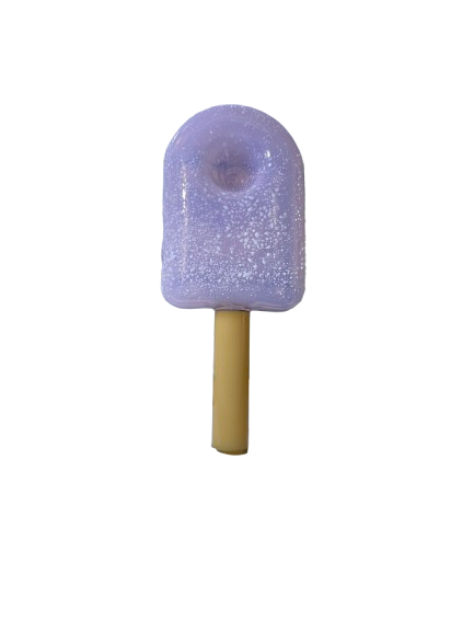 Top down view of the 4.5-inch Glizzy Ceramic Taste Bud Ice Cream Pipe highlighting the integrated heating basin. Shaped exactly like a soft-serve ice cream cone, this novelty hand pipe allows for continuous botanical combustion without the need for additional glass bowl inserts.