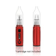 Front view of the Hamilton Devices Jetstream vaporizer in sleek red. This innovative box-style mod features a self-propelling air pump that automatically blows vapor out of the mouthpiece, completely eliminating the need to inhale.