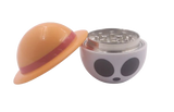 Close-up angled view of the internal cutting chamber inside the 2.6-inch Logia Devil UFO Herb Grinder. The geometrically arranged, razor-sharp metal teeth are engineered to smoothly shred dense herbs into a consistent, fluffy texture.