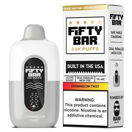 Fifty Bar V2 White 20000 Puffs Disposable Vape 5CT/Display