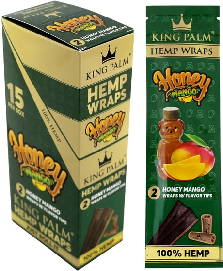 Front angled view of the King Palm Hemp Wraps with Flavor Tips 15-count display box in vibrant pink. These 100% hemp wraps feature a squeeze-and-pop flavor filter tip for an enhanced, slow-burning, tobacco-free smoking experience.