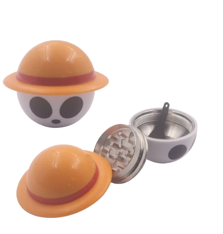 Overhead disassembled view of the 2.6-inch Logia Devil UFO Herb Grinder separating its internal component layers. The multi-stage layout includes a built-in metal mesh sifting screen and a deep bottom collection basin to capture fine pollen dust.