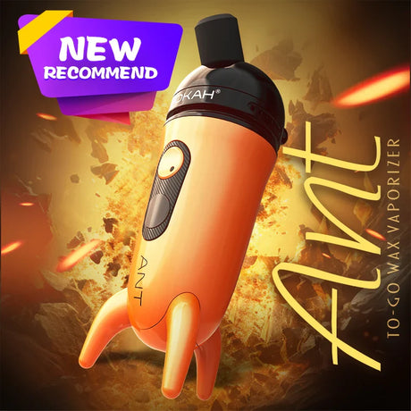 Front angled view of the Lookah Ant Wax Pen in solid orange. This 950mAh extraction system features a magnetic flip-top cap with an integrated stainless steel dab tool and variable voltage control for processing solid extracts.