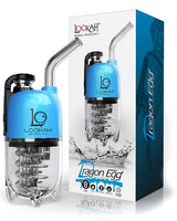 Front view of the Lookah Dragon Egg eRig vaporizer in metallic blue. This portable dab device features a durable zinc-alloy upper chassis equipped with a powerful 950mAh rechargeable battery to ensure long-lasting operational sessions.