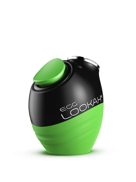 Front view of the Lookah Egg 510 Cartridge Battery in earth-toned matte green with a glossy black top cap. This robust 350mAh battery chassis is designed to safely support larger 2ml and 3ml 510-threaded oil cartridges.