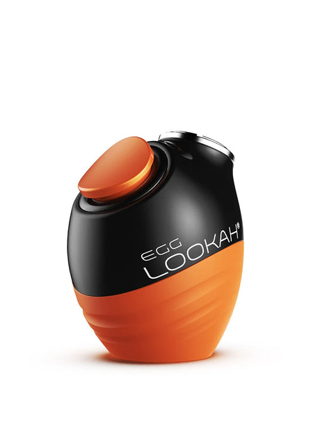 Front view of the Lookah Egg 510 Cartridge Battery in bright matte orange with a glossy black top cap. This compact vaporizer battery features five variable voltage settings to give users precise control over their vapor density.