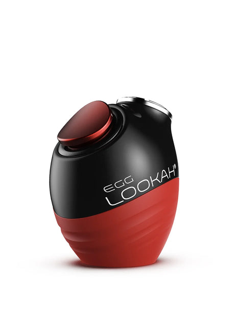 Front view of the Lookah Egg 510 Cartridge Battery in vivid matte red with a glossy black top cap. This protective silicone-wrapped battery includes an integrated LED indicator light to easily display the current voltage level.