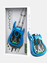 Front view of the Lookah Guitar 510 Thread Battery in solid blue. This novelty instrument-shaped 350mAh chassis features universal open-collar 510 threading and three distinct voltage outputs for pre-filled oil tanks.