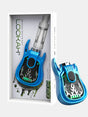 Front view of the Lookah Guitar 510 Thread Battery in solid blue. This novelty instrument-shaped 350mAh chassis features universal open-collar 510 threading and three distinct voltage outputs for pre-filled oil tanks.
