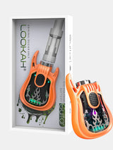Front view of the Lookah Guitar 510 Thread Battery in solid orange. This novelty instrument-shaped 350mAh chassis features universal open-collar 510 threading and three distinct voltage outputs for pre-filled oil tanks.