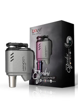 Front view of the Lookah Q7 Mini enail banger kit in gray. This portable dabbing device is equipped with a built-in 950mAh battery providing up to 100 uses on a single charge.
