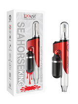 Front view of the Lookah Seahorse King Nectar Collector in bold red. This premium electronic nectar collector features adjustable voltage settings and a porous quartz heating tip for smooth, flavorful dabs directly from your wax container.