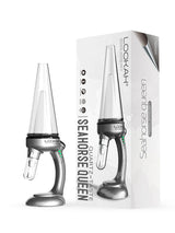 Front view of the Lookah Seahorse Queen Electric Nectar Collector in sleek gray. This premium electronic nectar collector features adjustable voltage settings and a porous quartz heating tip for smooth, flavorful dabs directly from your wax container.