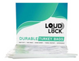 Front angled view of the Loud Lock Turkey Bags 100-count retail box in signature black and orange branding. This box contains 100 heavy-duty, puncture-resistant nylon liners engineered to serve as a reliable choice for maintaining product freshness and security.