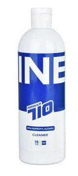Front view of the Nine9 Formula 710 Isopropyl Cleaner 16oz featuring a blue label. This industrial-grade 99.9% isopropyl solution provides frictionless cleaning to actively dissolve heavy botanical oils and hardened concentrate residue from quartz bangers and glass rigs.