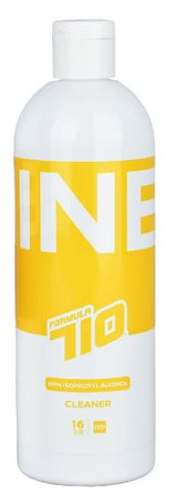 Front view of the Nine9 Formula 710 Isopropyl Cleaner 16oz featuring a yellow label. This industrial-grade 99.9% isopropyl solution provides frictionless cleaning to actively dissolve heavy botanical oils and hardened concentrate residue from quartz bangers and glass rigs.