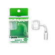 Side profile view of the clear Ooze 14mm thermal quartz banger. This concentrate accessory utilizes an innovative cup-in-cup thermal structure to retain target temperatures far longer.