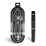 Front view of the Ooze Beacon 800mAh extract vaporizer in stealthy panther black. This reliable 4.8-inch grab-n-go dab pen is powered by a long-lasting battery to easily enjoy your favorite extracts anywhere.