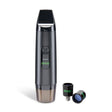 Front view of the Ooze Booster 2-in-1 extract vaporizer kit in sleek panther black. This versatile concentrate device serves as a handheld dab pen and easily converts into a powerful e-rig when paired with your favorite glass water pipe.