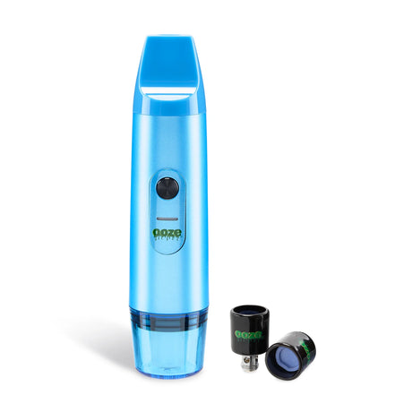 Front view of the Ooze Booster 2-in-1 extract vaporizer kit in sleek panther blue. This versatile concentrate device serves as a handheld dab pen and easily converts into a powerful e-rig when paired with your favorite glass water pipe.