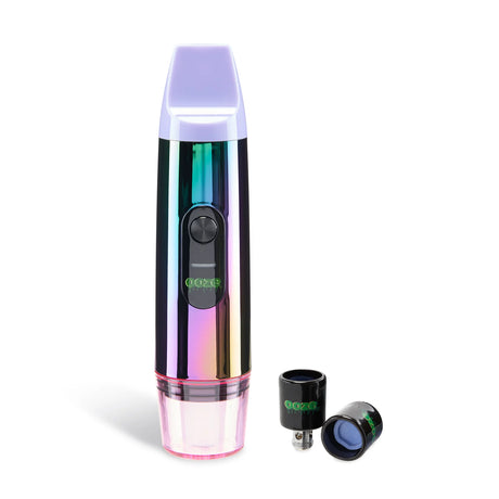Front view of the Ooze Booster 2-in-1 extract vaporizer kit in sleek panther rainbow. This versatile concentrate device serves as a handheld dab pen and easily converts into a powerful e-rig when paired with your favorite glass water pipe.