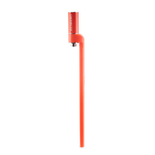 Front view of the Ooze ConNectar nectar collector battery attachment in sleek red. This highly convenient, 3-piece attachment instantly transforms any standard 510-thread vape pen battery into a fully functional, portable dab straw for your favorite concentrates.