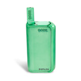Front view of the Ooze Duplex Pro dual extract vaporizer kit in sleek green. This upgraded palm-sized device features a concealed 510-thread chamber and a powerful C-Core Onyx atomizer to seamlessly handle both oil cartridges and raw extracts.