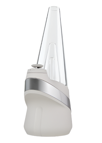 Front view of the Puffco Peak Electronic Smart Rig in Cloud white. This premium desktop vaporizer features water filtration, four heat settings, and a 3D chamber to unlock the true flavor of your wax concentrates.
