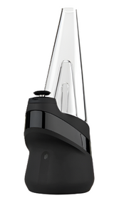 Front view of the Puffco Peak Electronic Smart Rig in Onyx black. This premium desktop vaporizer features water filtration, four heat settings, and a 3D chamber to unlock the true flavor of your wax concentrates.