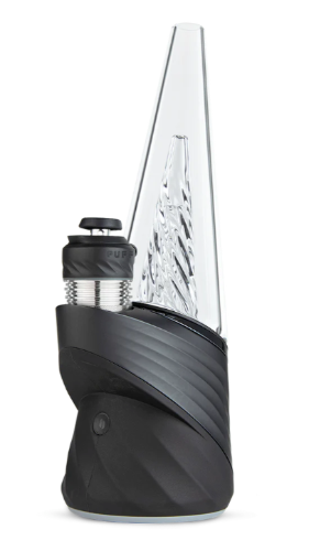Front view of the Puffco Peak Pro 3DXL dab rig in sleek Onyx black. This premium smart rig features a high-capacity 3DXL ceramic chamber and joystick carb cap to deliver massive vapor clouds and unparalleled flavor from your wax concentrates.
