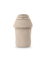 Close-up top down view of the Puffco Proxy Desert Edition in tan highlighting the glazed ceramic 3D Chamber. This advanced heating technology heats concentrates from the side walls rather than the bottom to deliver incredible flavor and maximize oil usage.