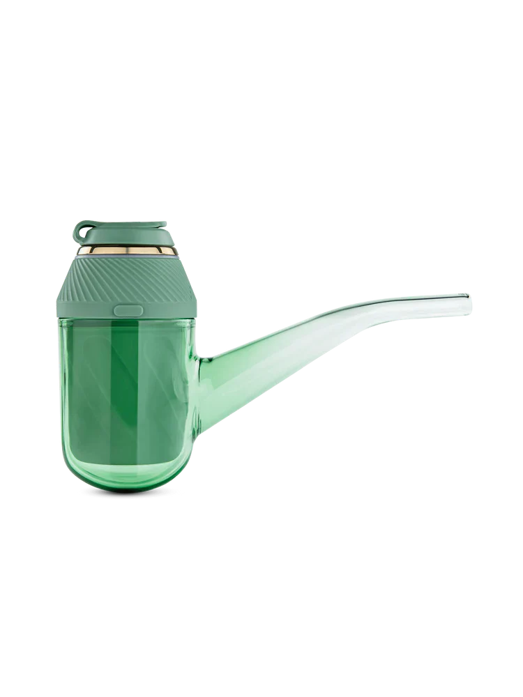 Side profile view of the Puffco Proxy Kit in green. This highly modular, portable electronic pipe uses a removable base unit and a 3D chamber to vaporize concentrates efficiently.