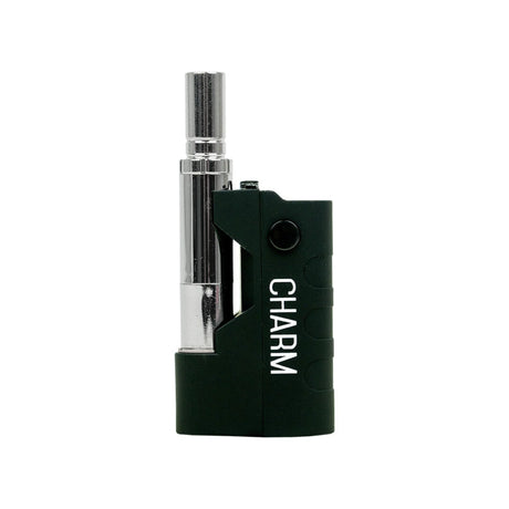 Front view of the Randy's C-Charm concentrate vaporizer in sleek black. This ultra-compact, travel-friendly device features a 500mAh battery and a universal 510-thread connection for discreetly consuming your favorite wax extracts on the go.