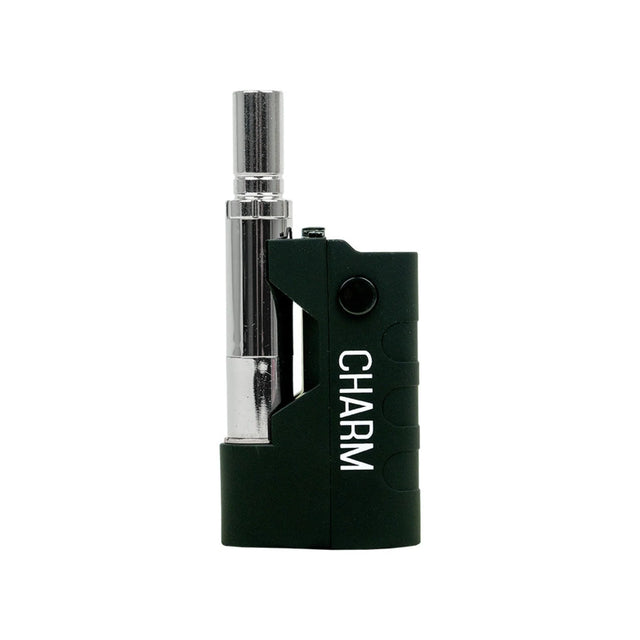 Front view of the Randy's C-Charm concentrate vaporizer in sleek black. This ultra-compact, travel-friendly device features a 500mAh battery and a universal 510-thread connection for discreetly consuming your favorite wax extracts on the go.
