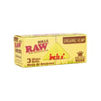 Front flat lay view of a single RAW Classic King Size Wide 3-Meter Roll box in natural brown with red graphics. Each compact dispenser contains three continuous meters of unbleached paper, allowing smokers to tear their rolling paper to the exact custom length they desire.