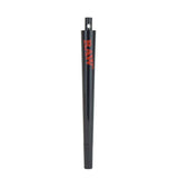 Side profile view of a loose RAW RAWL Pen Cone Roller uncapped in smooth black plastic with the classic red RAW logo stamped on the side. This tool features a precisely tapered barrel design engineered to act as a rigid structural guide for wrapping standard rolling papers into flawless cones.