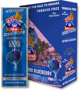 Front view of the Royal Blunts XXL Terp Wraps 2-count pouch in the blue beyond blueberry flavor. These tobacco-free, terpene-infused hemp wraps arrive with two wraps per pouch and are designed for a slow, even burn.