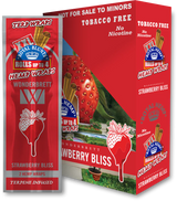 Front view of the Royal Blunts XXL Terp Wraps 2-count pouch in the red strawberry bliss flavor. These tobacco-free, terpene-infused hemp wraps arrive with two wraps per pouch and are designed for a slow, even burn.