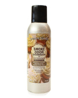 Front view of the Smoke Odor Exterminator Air Freshener 7oz in a beige Creamy Vanilla design. This aluminum aerosol canister features an active enzyme formula that physically binds to and neutralizes airborne smoke and environmental smells.