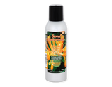 Front view of the Smoke Odor Exterminator Air Freshener 7oz in a green and orange sweet honeysuckle design. This aluminum aerosol canister features an active enzyme formula that physically binds to and neutralizes airborne smoke and environmental smells.