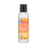 Front view of the Smoke Odor Exterminator Air Freshener 7oz in a colorful peace themed sandalwood design. This aluminum aerosol canister features an active enzyme formula that physically binds to and neutralizes airborne smoke and environmental smells.