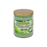 Front view of the Smoke Odor Exterminator Candle 13oz in a green Cool Cucumber & Honeydew design. This enzyme-activated glass mason jar candle physically binds to and neutralizes airborne smoke and environmental smells.